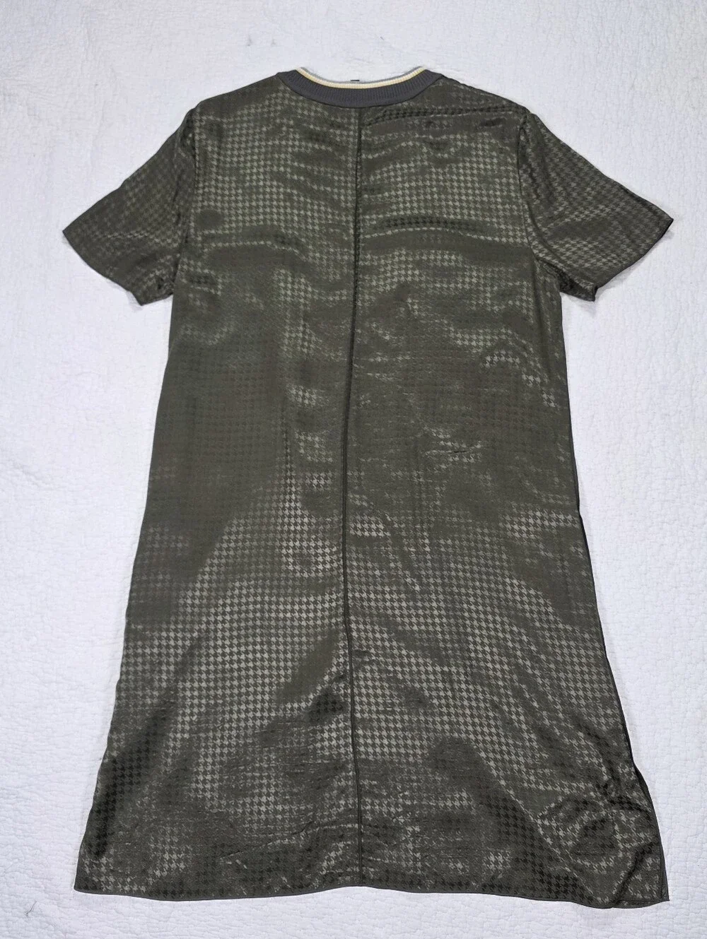 rag & bone Ali T-Shirt Dress Olive Green Houndstooth - Picture 5 of 11